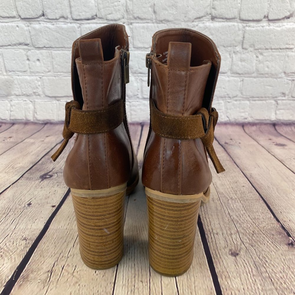 Target Faux Leather Brown Block Heel Ankle Boots - Picture 7 of 9